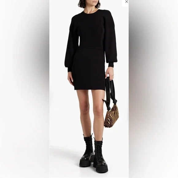Ganni - Black Knit Dress with Balloon Sleeve - size Medium - LIKE NEW - Picture 1 of 16
